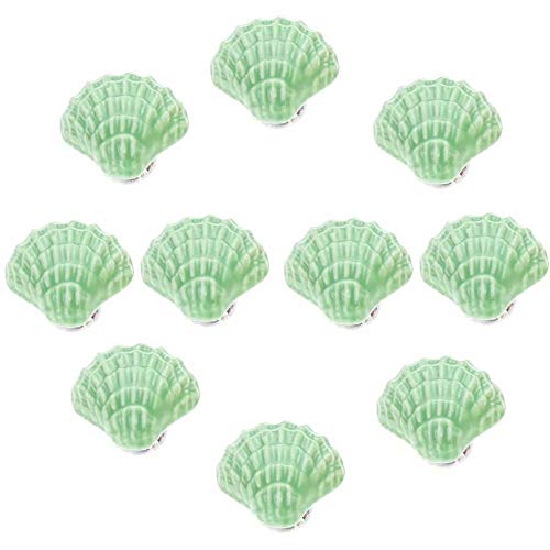 FBSHOP(TM) 31mm 10pcs Grün Lovely Schale FormKeramik Türknauf/MöbelKnopf/Möbelgriffe für Küche Schränke, Kleiderschrank, Kommode Cover
