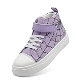 Kid Shoes Canvas Hight Top Spider Sneakers Classic Adjustable Strap Lace up Shoes for Boys Girls Casual Tennis Shoes Kids Athletic Basketball Running Walking Shoes Purple-Black