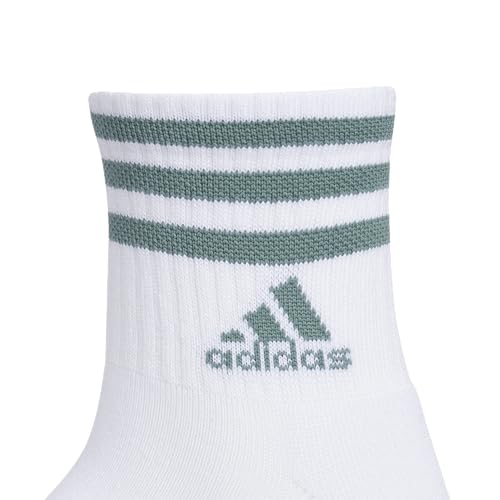 adidas Meias femininas 3 listras (3 pares) com compressão de arco para um ajuste seguro, Branco/verd