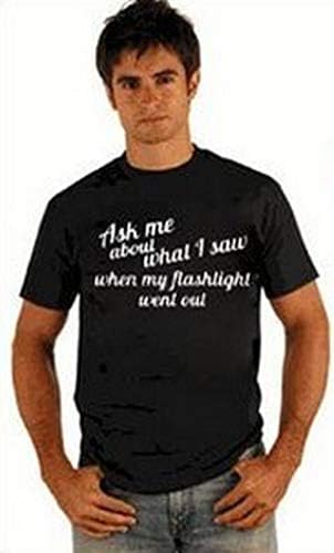 The Slender Man Ask Me About What I Saw When My Flashlight Went Out Adult Flip Black T-shirt (Adult Large) Apparel
