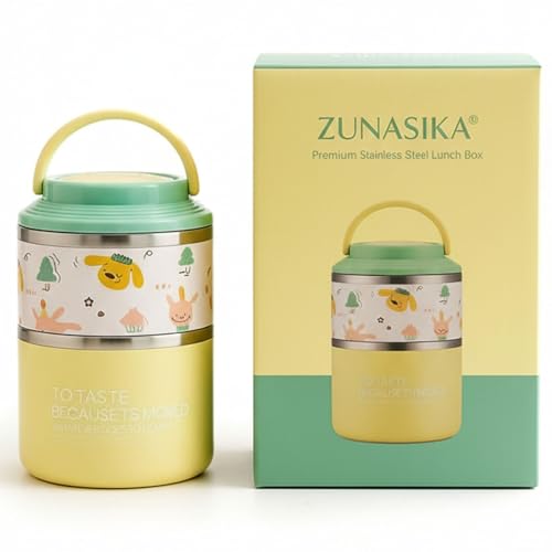 Image of 1060ml Insulated Stainless Steel Lunch Box for Kids & Adults | Leakproof Thermal Food Jar | Hot & Cold Tiffin Box with Handle | BPA-Free Food Container for School, Office & Travel