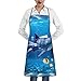 Delantal de babero con estampado de bandera americana para mujeres y hombres, delantales de cintura ajustable para cocinar, delantales de cocina con bolsillos, Lindos delfines, Talla única