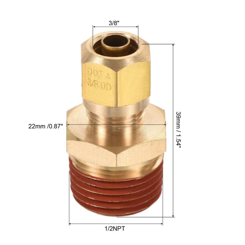 Tool parts Brass Compression Tube Fitting 1/2NPT x 3/8