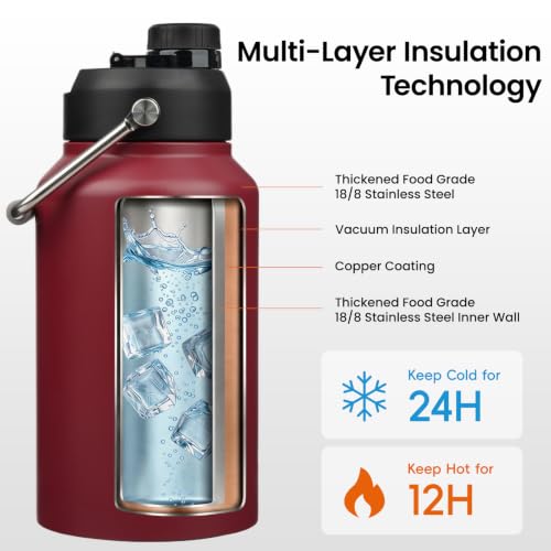 Image of Konokyo 128 oz Insulated Stainless Steel Water Bottle Jug with Handle