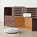 eGenuss TV Lowboard ausziehbar in Nussbaumoptik, moderner TV-Schrank mit Lamellentüren & drehbaren Seitenmodulen, TV Board für Fernseher bis 60 Zoll, Japandi Fernsehtisch mit Stauraum, 162 cm