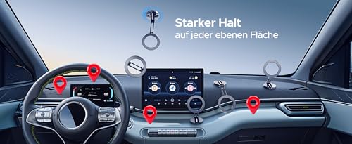 PORTENTUM Soporte Movil Coche para Magsafe Plegable – con Potente Iman (20x N52) y Rotación 360° – para Salpicadero Oficina u Otras Superficies - Gris Oscuro - imagen 8