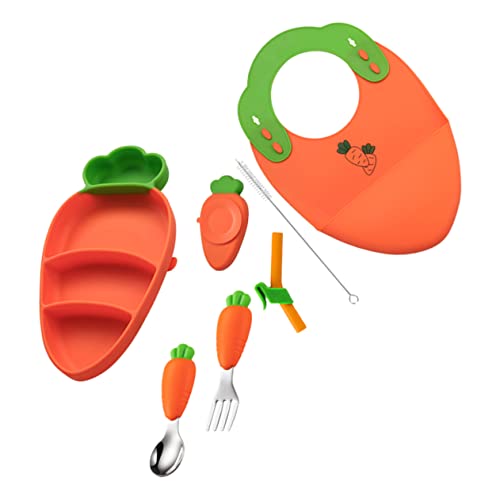 SECFOU 1 Juego Platos Divisores Infantiles alimento comiendo bol bebés bandeja Lámina plato para servir placa de entrenamiento para platos de cena plato de postre gel de sílice