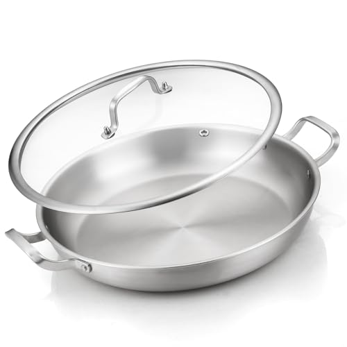 DELARLOCHEF 35 cm Paellera - Inducción apta, distribución térmica uniforme, lavavajillas compatible, universal. Perfecta para Fiestas & Comidas Familiares