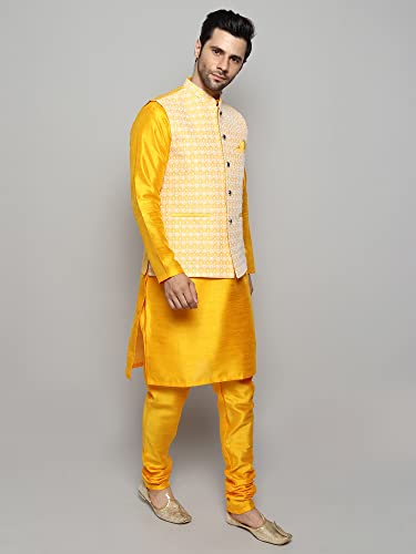 Image of Uri and MacKenzie Men's Silk Blend Kurta Pajama with Designer Ethnic Nehru Jacket /Modi Jacket