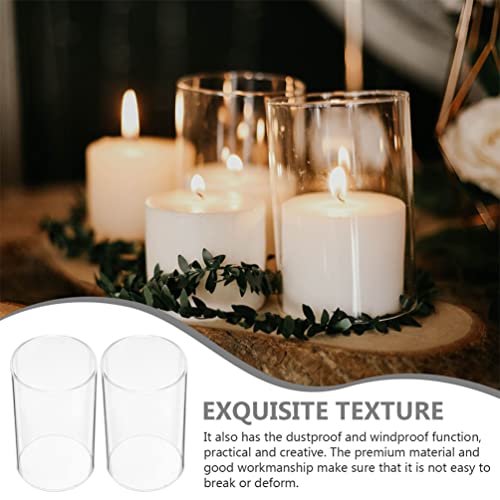 Exceart 14N1437IS8XWPX1 Open Ended Glass Candle Holder Tube Shade Sleeve Glass Candleholder Tube Shade Tea Light Candle Holder Open Flame Candle Chimney Tube Cover thumb #6