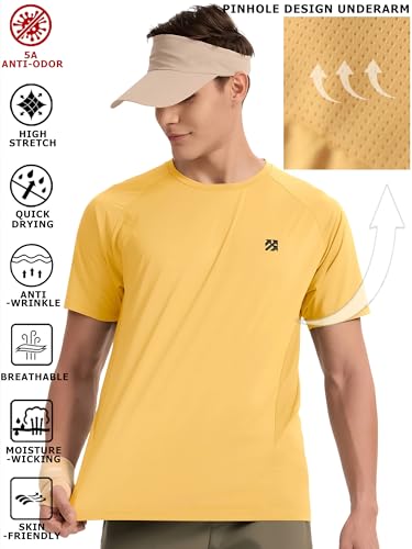 Mens Tennis Pickleball Shirts Moisture Wicking Workout Running Pinhole Stitching Deodorant T-Shirt2