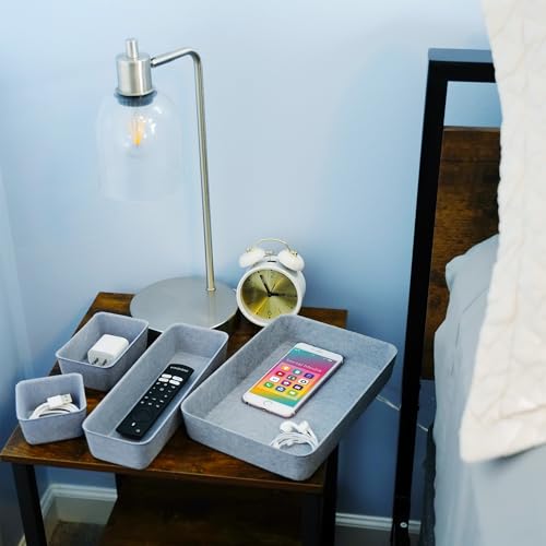 Image of Welaxy Minimalist 8pc Felt Desk Drawer Organizer Glacier Gray Bins