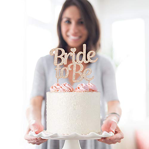 Bride To Be Cake Topper - Premium Rose Gold Metal - Sparkly Bridal Shower Or Bachelorette Party Cake Topper - Now Protected In A Box #TOP7