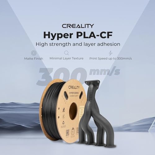 Image of Creality Carbon Fiber PLA Filament 1.75mm 1KG, Hyper PLA-CF for High-Speed Printing 50-300mm /s, Dimensional Accuracy + /- 0.03mm Accuracy,Fits for Most FDM 3D Printers(Black)