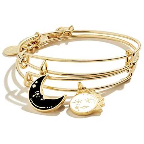 Alex and Ani Connections Expandable Bangles for Women, Mystical Best Friends Charms, Shiny Gold Finish, 2 to 3.5 in, Set of 2, One size, no gemstone Cover