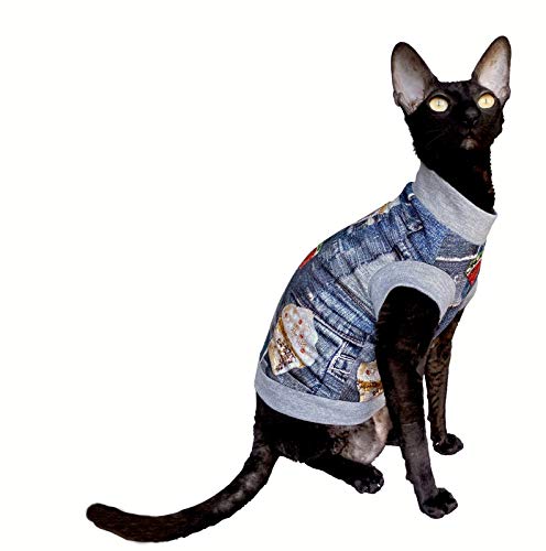 Kotomoda Hairless Cat's Cotton Stretch T-Shirt Icecream For Sphynx Cats (Xl) #TOP2