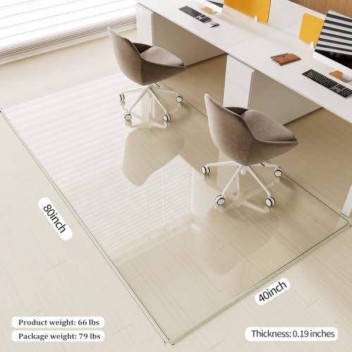 Image of [Tempered Glass] 40 inch x 80 inch Glass Office Chair Mat for Carpet