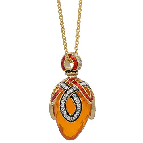 BestPysanky Yellow Stone Crystal Loop Royal Egg Pendant Necklace 20 Inches