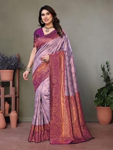 Image of Women's Kanjivaram Soft Silk Banarasi Saree With Blouse Piece | Banarasi Sari For Women | Saree with Blouse piece