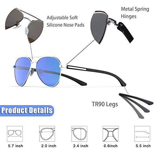 Lasiyanor Lightweight Avaitor Sunglasses for Men and Women Pilot Classic Design TR90 Metal Frame Polarized UV4003