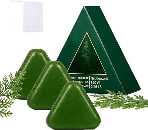 Nature Triangle Shampoo Bar | 3x120g Usman Grass Green Shampoo | Control De Petróleo Arroz Glutinoso Agua Sólido Barra De Champú | Jabón Anti-rotura Anti-cabello Para Calmar Y Fortalecer El Cabello