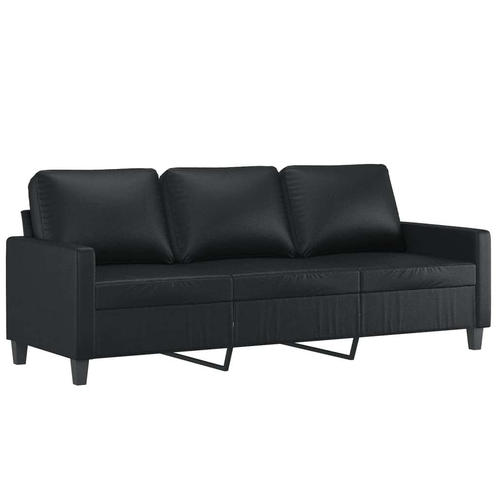 2-TLG. Sofagarnitur mit Kissen Schwarz Kunstleder, Sofa Mit Relaxfunktion, Couchgarnitur, Wohnzimmer Sofa, Couch, Sofa Set 3201418