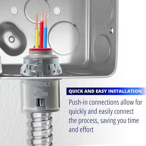 Image of MAKERELE 3 /8 inch Metal-Clad Cable Connector, Snap-in Conduit Fitting (10 pack)
