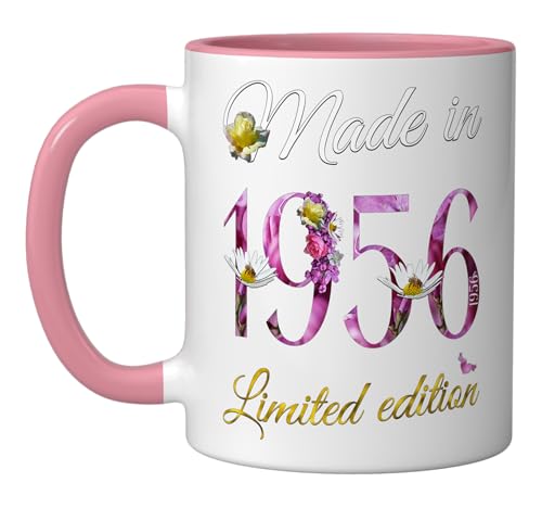 Taza de cerámica 11 oz cumpleaños 70 años estilo floral miniatura 1