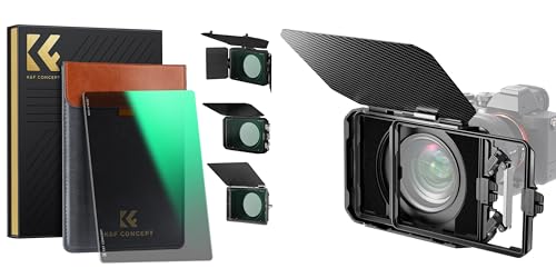 Mini Matte Box & 4'' x 5.65'' Square ND1.2 (4 Stops) Filter Kit, Carbon Fiber Top Flap DSLR Matte Box with 5 Adapter Rings