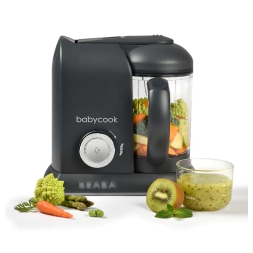 BÉABA Babycook Solo, Robot de cocina infantil 4 en 1, Tritura, cocina y cuece al vapor, Cocción rápida, Comida casera y deliciosa para bebés y niños, Comida variada para tu bebé, dark grey
