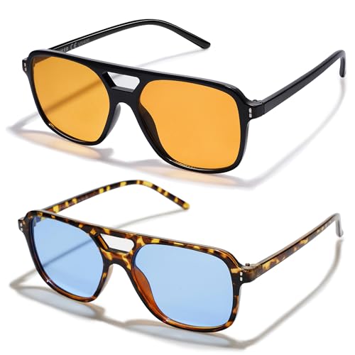 Image of VANLINKER Retro Vintage 70s Square Aviator sunglasses for women men VL9611X