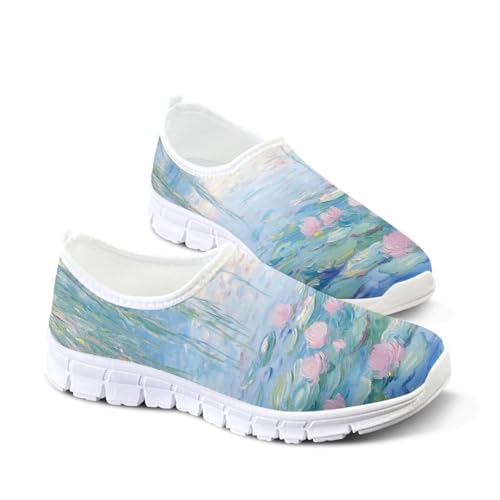 Image of Floral Sneakers for Women Colorful Art Shoes for Women Slip On Casual Work Shoes