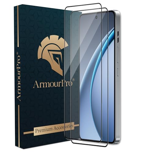 Image of ArmourPro Military Grade Gorilla Tempered Glass Compatible For Oppo k13 Turbo (6.8 Inch) With Easy Installation Kit for Smartphone| Edge To Edge Coverage | Black, Pack of 2