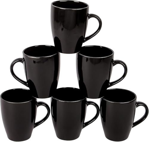 Set of 6 Best Gift Coffee Mugs - 310ml Black Ceramic Coffee Mugs