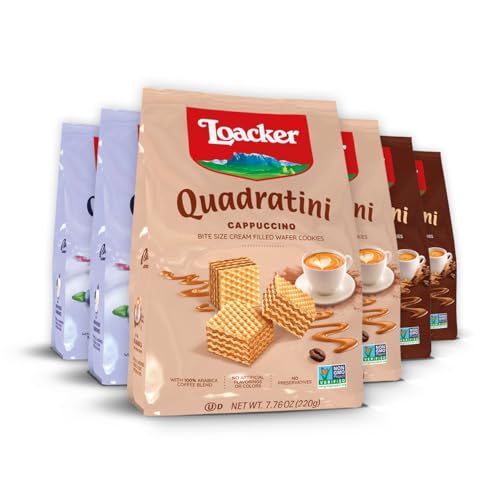 Image of Loacker Quadratini Breakfast Pack: Cappuccino, Espresso & Blueberry-Yogurt