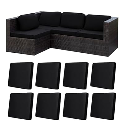 8Pcs Stretch Patio Cushion Covers Outdoor Cushion Covers,for Outdoor Couch Cushion Covers Replacement,Outdoor Sofa Covers Patio Slipcovers Couch Cover,Washable Furniture Cover (Black, Cover Only)