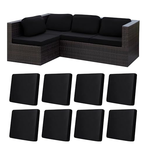 Image of 8Pcs Stretch Patio Cushion Covers,Outdoor Couch Covers Replacement,Outdoor Couch & Sofa Slipcovers,for Patio Furniture Cushion Covers,Washable Reusable Furniture Protector (Black, Cover Only)