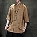 M-5XL Plus Size Men Tai Chi Clothing Wing Chun Kung Fu Clothes Half Sleeves Tang Shirt Summer Stretwear Tang Clothing(Grey Summer Shirts,4XL)