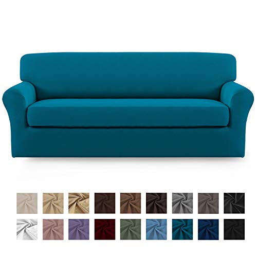 Easy-Going 2 Pieces Microfiber Stretch Sofa Slipcover – Spandex Soft Fitted Sofa Couch