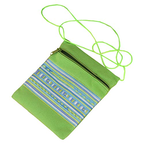 RaanPahMuang Small Lahu Green Travel Pouch FairTrade Textured Blue Green Pattern