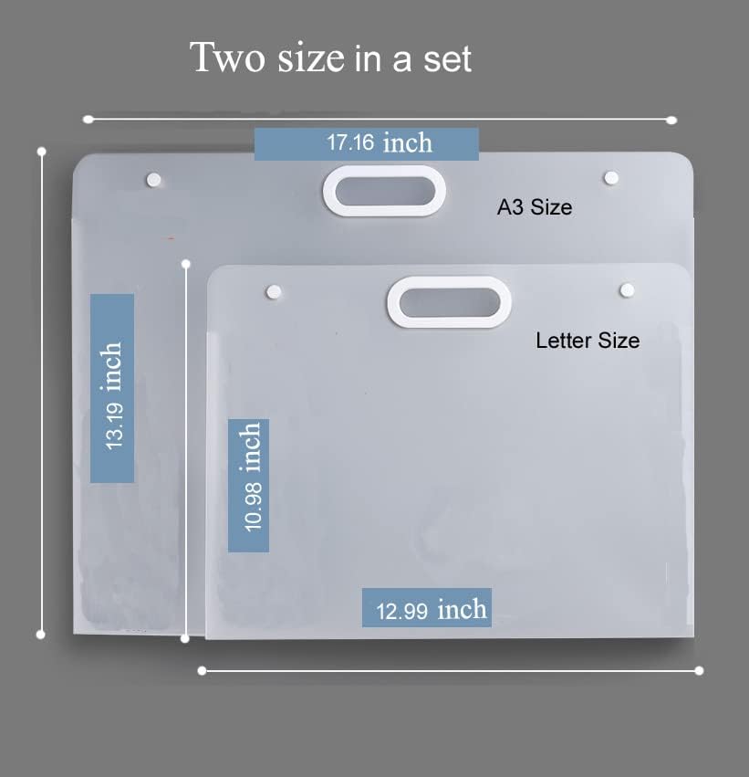 Miniatura 2 de 2 bolsas de plástico para portafolio de arte de 17.32 x 13.22 pulgadas y 12.99 x 11 pulgadas, estuche de almacenamiento para pintura de diamantes,