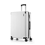 FLIEE Large Suitcase Hard Shell | Lightweight Suitcase | Aluminum Telescopic Handle | TSA 3 Digit Combination Lock | 4 Dual Spinner Wheels | Large 28" Hold Check in Luggage | (White, Large 28")