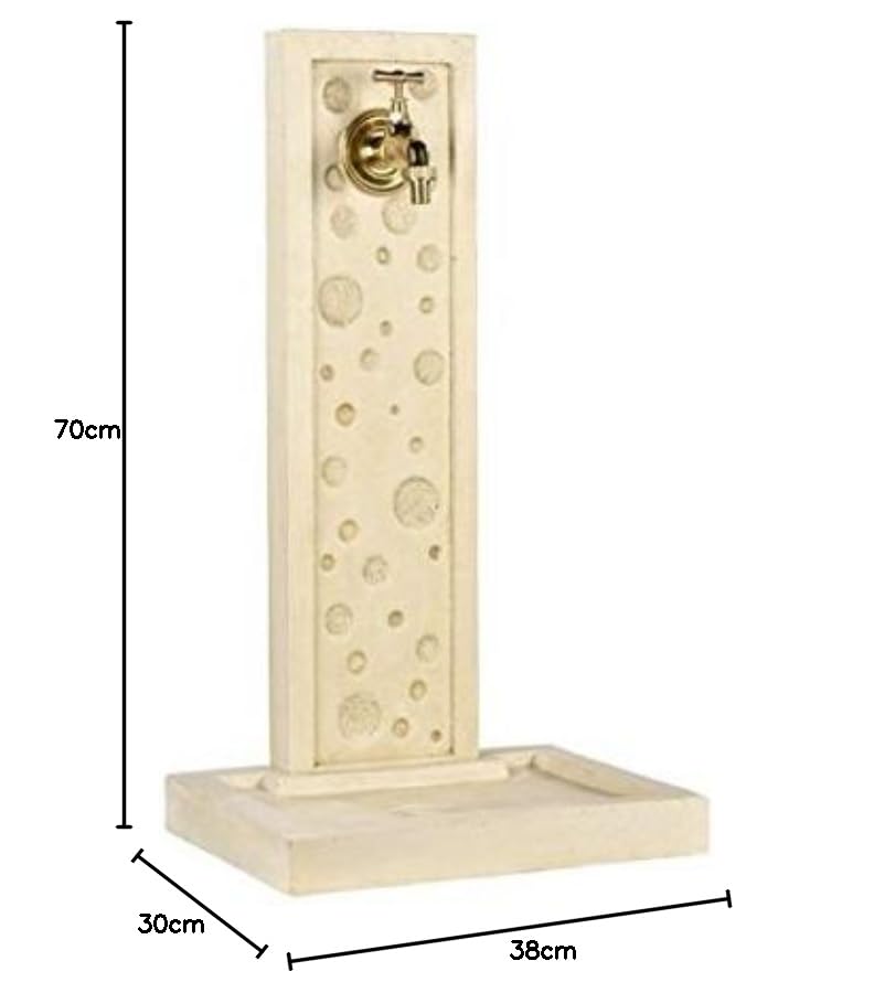 GRANDON Fontaine Murale Bubble, 70 cm de Hauteur, Ton Pierre, Pierre reconstituée