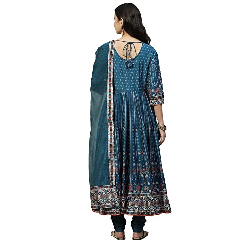 Image of BIBA Women Cotton Anarkali Kurta Churidar Suit Set