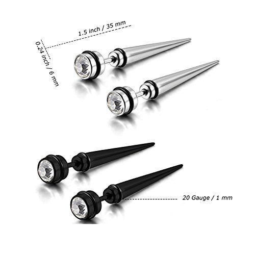 Aroncent 12PCS Stainless Steel Fake Tapers Mens Earrings Illusion Tunnel Cheater Piercing Jewelry Set for Men Women4