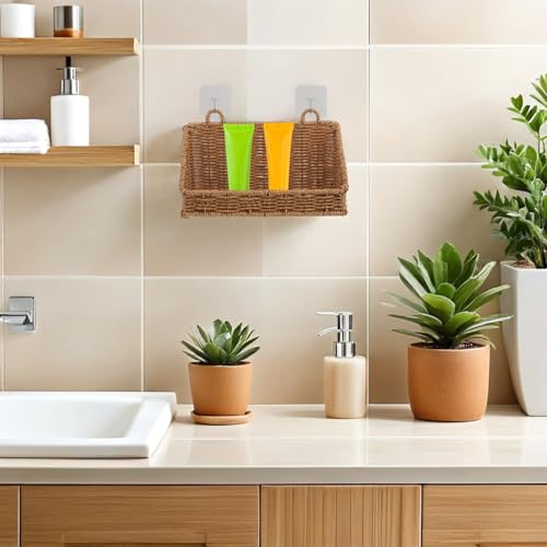 Cesta de almacenamiento para baño sin taladro Ciieeo estante de pared para organizar 7