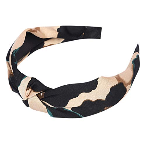 Yukong Elastic Headband for Women, Chiffon Flower Printed Headband Fashion Knot Hairband Headwear