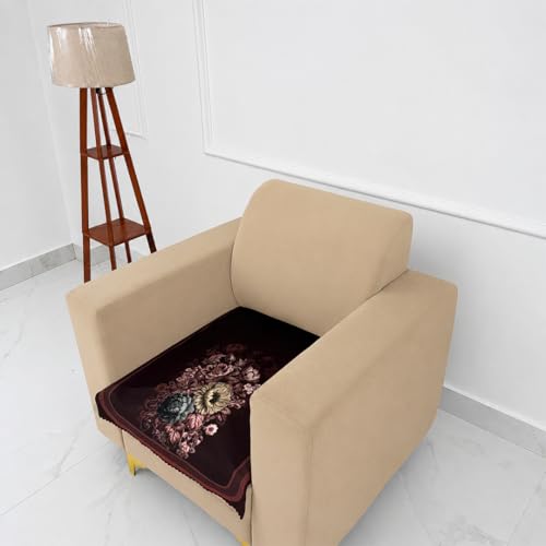 Image of Homerz Premium 'Luxe Series' Sofa Cover | Holland Velvet Fabric | Smooth Finish | Anti-Slip Fleece Backing Couch Protector (Maroon, 1 Seater, Only Seat Cover)