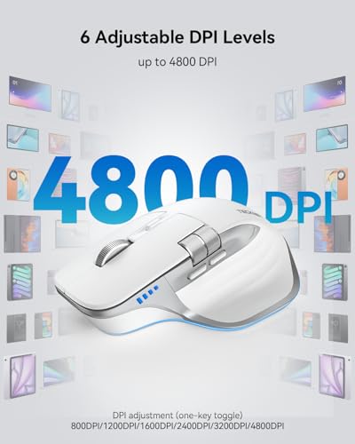 Image of TECKNET Wireless Mouse, Side Scroll Bluetooth Rechargeable, 3-Device