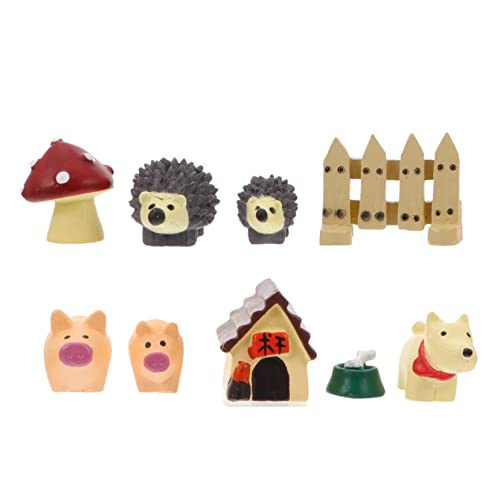 BESPORTBLE 9pezzi Mini Statuette Animali Per Micro Paesaggi Decorazioni Giardino Fai Da Te Ornamenti Da Giardino Accessori Per Casa e